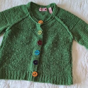 Anthropologie Green Cardigan with Multicolor Buttons